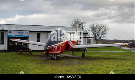 Jet Provost Gate Guardian Wolverhampton Halfpenny Green Airfield. Großbritannien Stockfoto