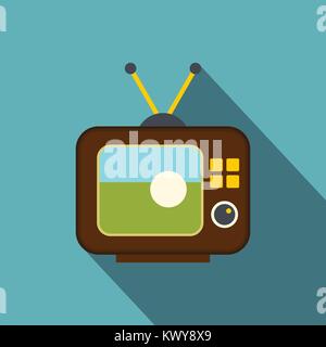Ball auf dem Bildschirm des retro TV-Symbol, flacher Stil Stock Vektor