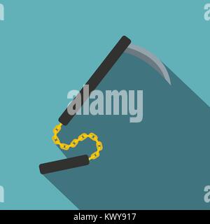 Kusarigama, japanische Waffe Symbol, flacher Stil Stock Vektor