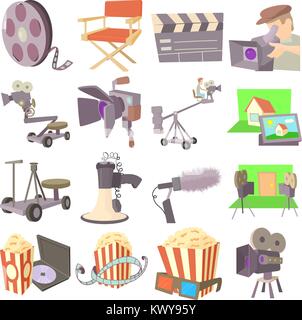 Film Kino Symbole Symbole, Cartoon Stil Stock Vektor