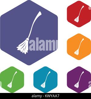 Hexen Besen Icons set Stock Vektor