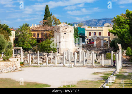 Die Römische Agora in Athen ist nördlich der Akropolis und im Osten von der antiken Agora befindet. Stockfoto