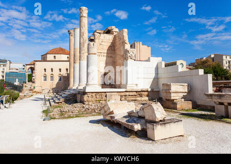 Hadrian's Bibliothek wurde vom römischen Kaiser Hadrian an der Nordseite der Akropolis von Athen in Griechenland erstellt Stockfoto