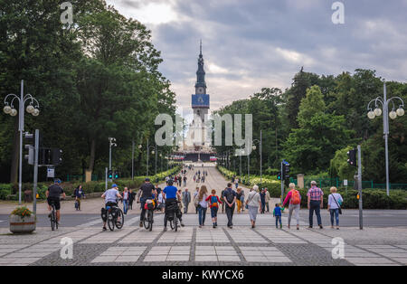 Berühmtesten Polnischen piligrimage Website - Kloster Jasna Gora in Czestochowa, Woiwodschaft Schlesien in Polen. Blick von der Avenue der Seligen Jungfrau Maria Stockfoto