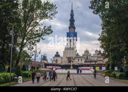 Berühmtesten Polnischen piligrimage Website - Kloster Jasna Gora in Czestochowa, Woiwodschaft Schlesien in Polen. Blick von der Avenue von Henryk Sienkiewicz Stockfoto