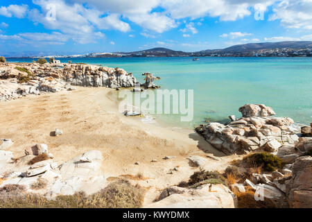 Strand Kolimbithres mit Schönheit Stein Felsen auf der Insel Paros in Griechenland Stockfoto