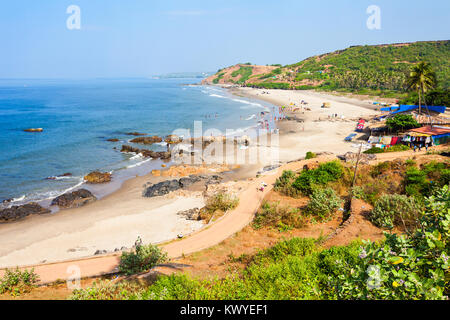 Vagator oder Ozran Beach Antenne Panoramablick in North Goa, Indien Stockfoto