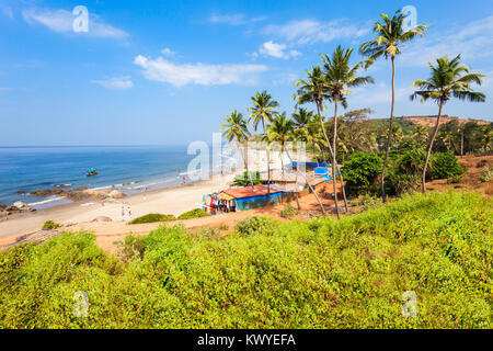 Vagator oder Ozran Beach Antenne Panoramablick in North Goa, Indien Stockfoto