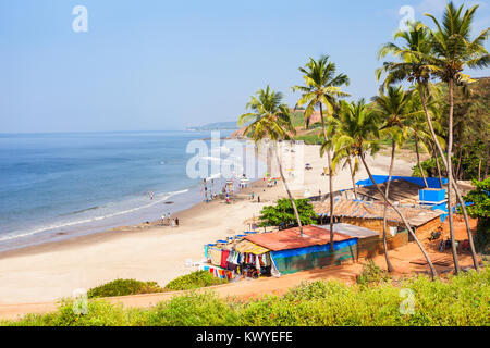 Vagator oder Ozran Beach Antenne Panoramablick in North Goa, Indien Stockfoto