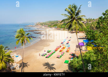 Vagator oder Ozran Beach Antenne Panoramablick in North Goa, Indien Stockfoto