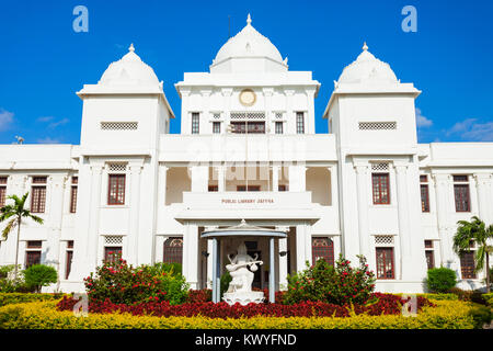 Jaffna Öffentliche Bibliothek ist in Jaffna, Sri Lanka entfernt. Es ist eine der wichtigsten Sehenswürdigkeiten von Jaffna. Stockfoto