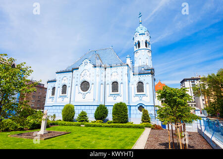 Die Blaue Kirche oder die Kirche St. Elisabeth oder Modry Kostol Svatej Alzbety in der Altstadt von Bratislava, Slowakei. Blaue Kirche ist eine ungarische Sece Stockfoto