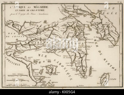 L'Attique, la Mégaride et Partie de l'Ile d'Eubée pour le Voyage du Jeune Anacharsis - Jean-Jacques Barthélemy - 1832 Stockfoto