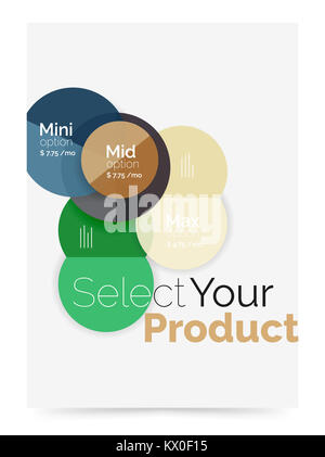 Circle Broschüre Vorlage mit Optionen. Jahresbericht Vorlage mit Mustertext Stockfoto