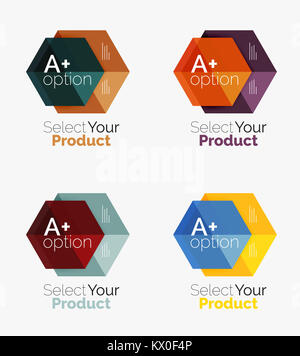 Satz von Business hexagon Layouts mit Text und Optionen. Design Elemente der web design Navigation Layout, Infografiken oder Corporate Presentation Stockfoto