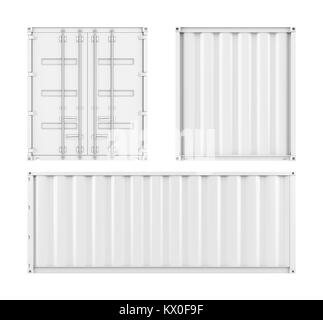 White Cargo Container isoliert Stockfoto