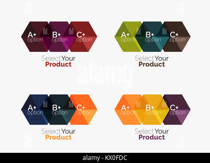 Satz von infografik Vorlagen mit Text und Optionen. Elemente der Business Broschüre, Präsentation und Web design Navigation Layout Stockfoto