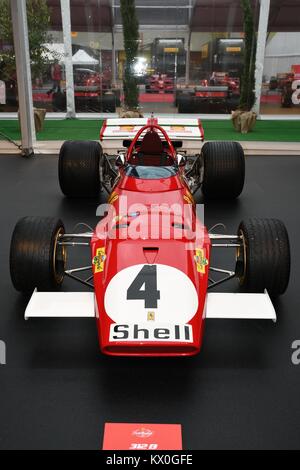 MUGELLO, IT, Oktober 2017: Vintage Ferrari F1 312 B 1970 von Clay Regazzoni und Jacky Ickx bei Paddock Show von Ferrari Jubiläum 1947-2017 im Mugello Stockfoto