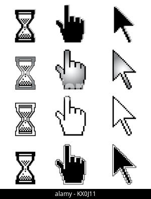 Satz von verschiedenen Cursor auf weißem Hintergrund Stockfoto
