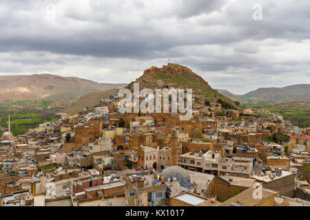 Blick über die Stadt Savur, in der Nähe von Mardin, Türkei. Stockfoto