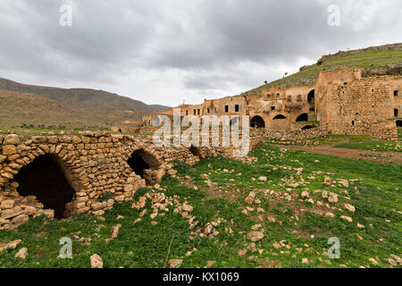 Verlassene Dorf Killit, in der Nähe der Stadt Savur und Mardin. Das Dorf war einst von syrisch-orthodoxen Christen bewohnt. Stockfoto