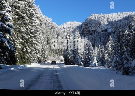 Reise durch die Winterlandschaft Stockfoto