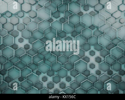 Hexagon abstract Glas Hintergrund. 3D-Rendering Stockfoto
