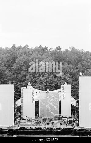 Bühne für Jean Michel Jarre Konzert Europa Tournee, die Inszenierung von Edwin Shirely Inszenierung in der Waldbhuene outdoor Auditorium in Berlin, Deutschland, 11. September 1993. Stockfoto