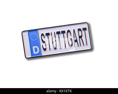 Stuttgart (Deutschland) souvenir Kühlschrank Magnet auf weißem Hintergrund Stockfoto