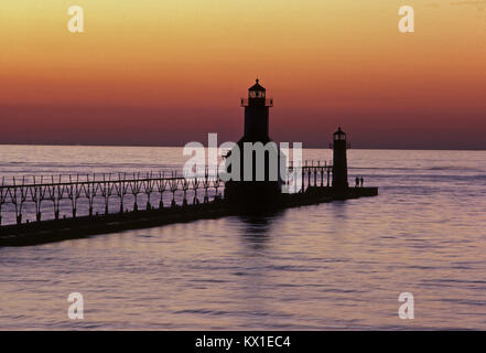 St Joseph North Pier Lights Saint Joseph Michigan Vereinigte Staaten von Amerika Stockfoto