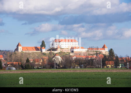 Ptuj, Slowenien, Panorama-aufnahme der ältesten Stadt in Slowenien Stockfoto