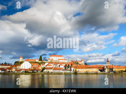 Ptuj, Slowenien, Panorama-aufnahme der ältesten Stadt in Slowenien Stockfoto