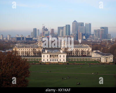 Greenwich, London, UK. 6. Januar, 2018. UK Wetter: kalt, jedoch angenehmen Tag in Greenwhich mit sonnigen Abschnitten nach einigen frühen Morgennebel. Credit: James Bell/Alamy leben Nachrichten Stockfoto