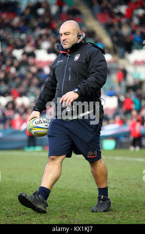 Leicester, Großbritannien. 5 Jan, 2018. Tiger vorwärts Coach Boris Stankovich während der Aufwärmphase Sitzung vor der Aviva Premiership Runde 13 Spiel zwischen Leicester Tigers und London Irish rfc am Welford Road Stadium. Credit: Phil Hutchinson/Alamy leben Nachrichten Stockfoto