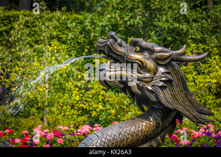 Drachen Brunnen in den Butchart Gardens in Victoria, British Columbia, Kanada eine National Historic Site von Kanada Stockfoto