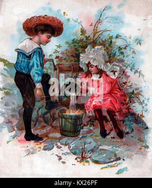 Jack und Jill einen Eimer Wasser holen Stockfoto