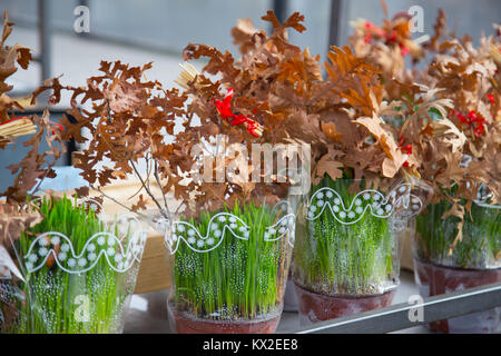 Badnjak, die auf dem Markt in Belgrad, Serbien verkauft Stockfoto
