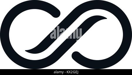 Infinity Symbol auf weißem Hintergrund. Runde streifig geschwungenen Buchstaben anzeigen. Stock Vektor