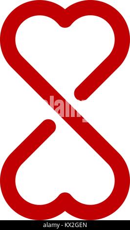 Infinity Liebe Symbol auf weißem Hintergrund. Runde streifen Herz formen. Stock Vektor