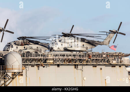 Sikorsky CH-53 Heavy lift Transporthubschrauber aus dem United States Marine Corps (Marine Expeditionary Unit Stockfoto
