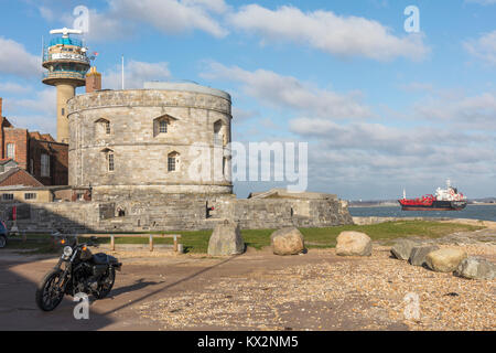 Calshot Castle Fort, Radar, Hampshire, England, Großbritannien Stockfoto