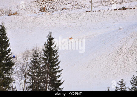 Winterlandschaft im Dorf Großarl, Österreichische Alpen. Stockfoto