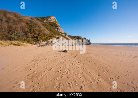 Strand und Dünen bei nicholaston Strand, Oxwich Bay, Gower Peninsula, South Wales, UK. Stockfoto