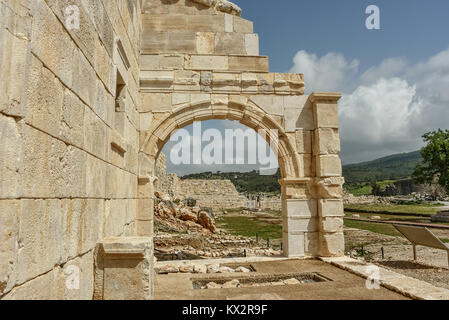 Die Ruinen einer bouleuterion in der alten lykischen Stadt Patara im Süden der Türkei Stockfoto