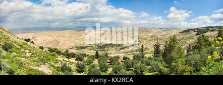 Blick auf das verheißene Land von dem Berg Nebo in Jordanien Stockfoto