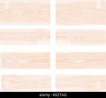 Natürliche strukturierte Holz- rechteckige Schilder mit Ästen und Rissen Set Vector Illustration Stock Vektor