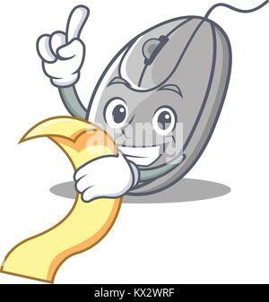Mit Menü Maus Maskottchen Cartoon Stil Stock Vektor