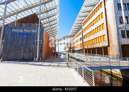 Astrup Fearnley Museum für moderne Kunst ist eine Galerie für zeitgenössische Kunst in Oslo, Norwegen. Oslo ist die Hauptstadt von Norwegen. Stockfoto