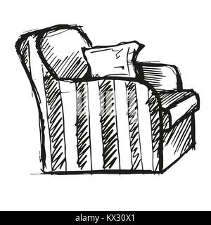 Stuhl. Skizze isoliert auf weißem Hintergrund. Vector Illustration Stock Vektor
