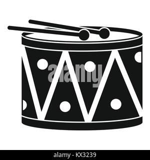 Trommel und Drumsticks Symbol, einfachen Stil Stock Vektor